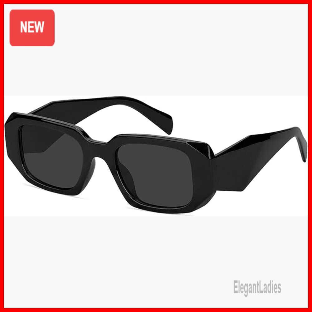 Vintage Rectangular Sunglasses Uv400 Protection P… - image 1